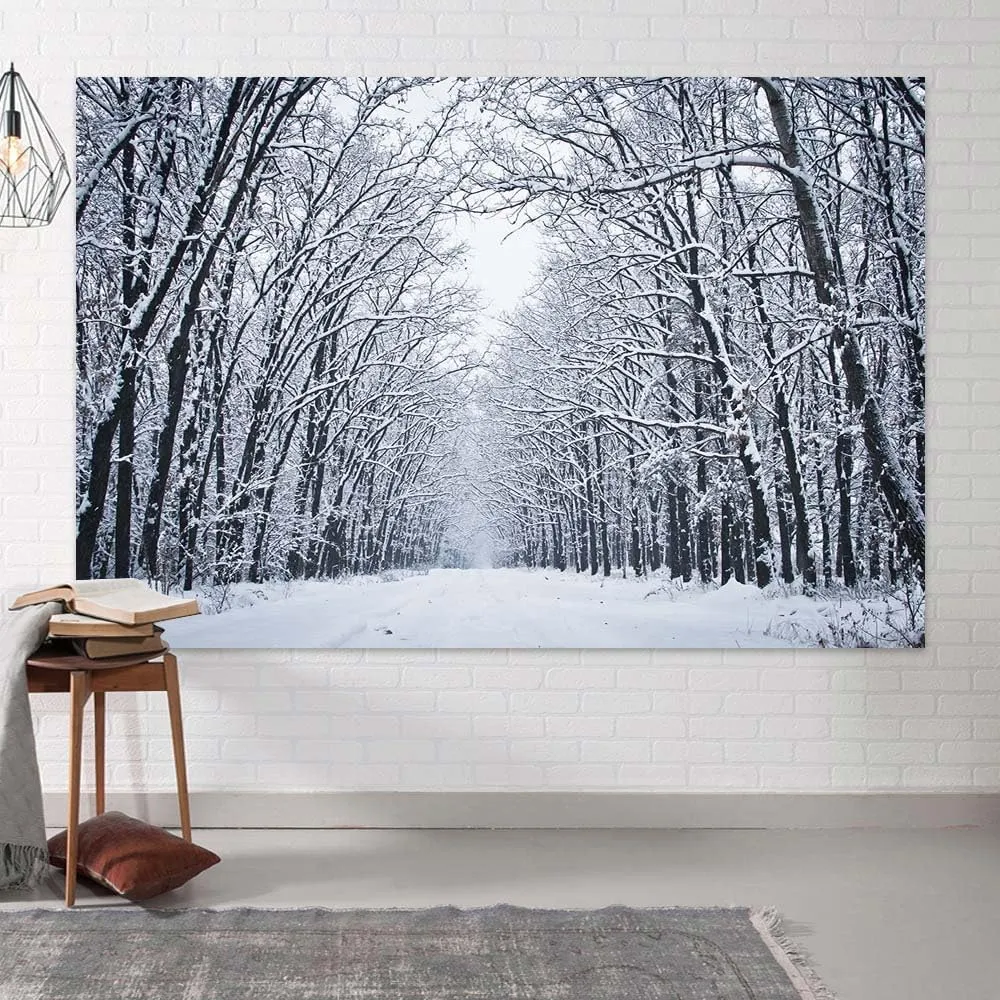 Christmas Backdrops for Photography, Winter Scene Backdrop Winter Landscape Forest Ice and Snow World Theme Backdrop, Christmas Party Decoration Supplies 7x5ft（C）