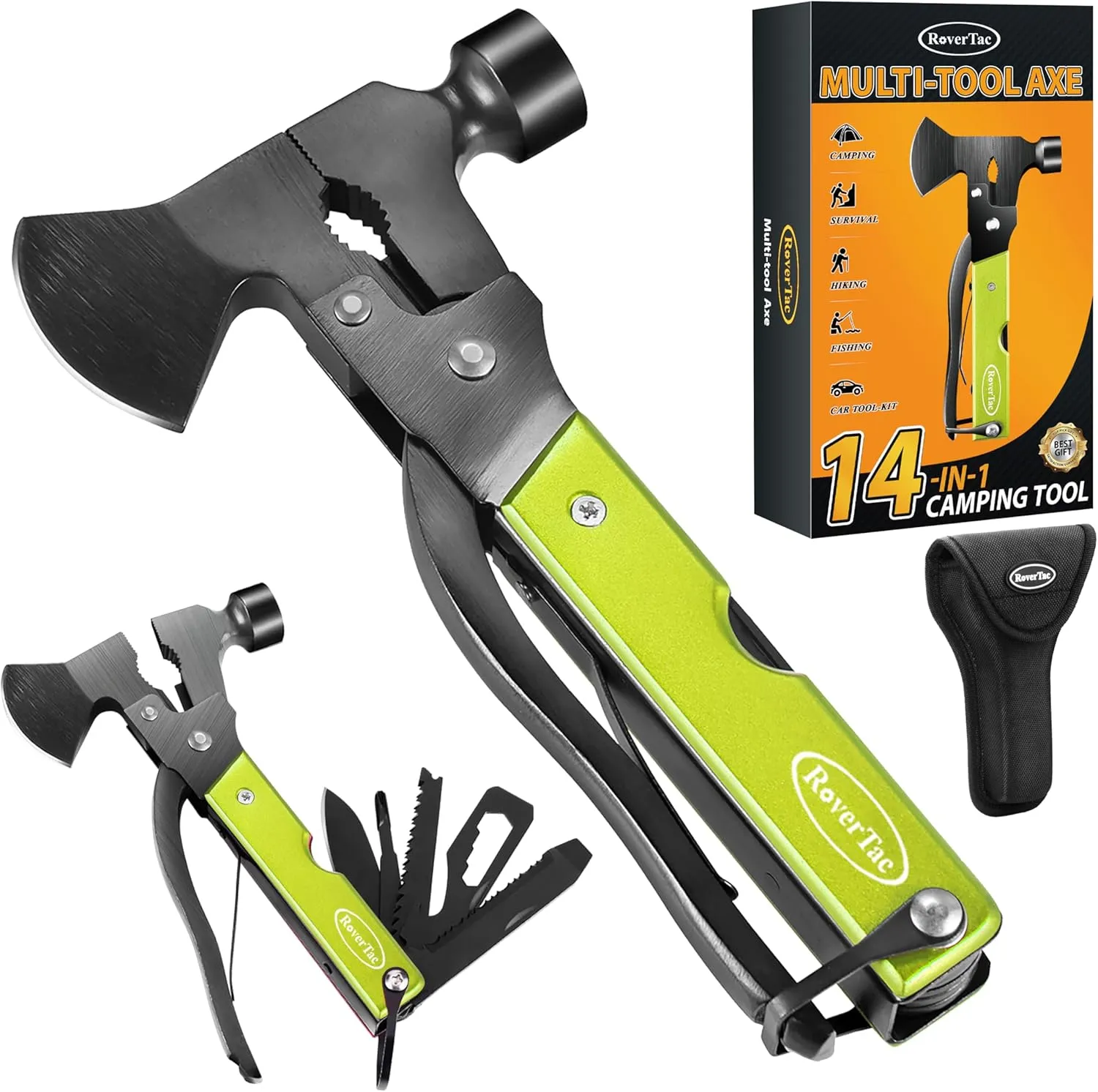Christmas Gifts for Men Dad, RoverTac Multitool Axe for Mens Gifts, Gifts for Dad Husband Dad Boyfriend, Christmas Gifts Mens Stocking Stuffers-14 in 1 Multi Tool Axe Hatchet