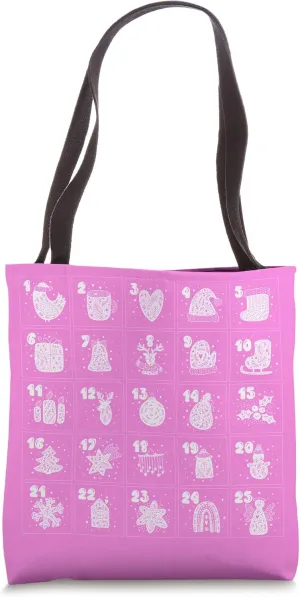 Christmas Scandinavian Advent Calendar Bright Pink Holiday Tote Bag