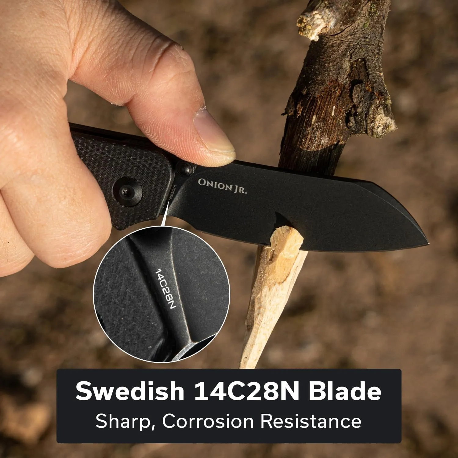 CIVIVI Crabby Pocket Knife, EDC Folding Knife for Men Women with Swedish 14C28N Blade Contoured Micarta Handle, Designed by Ken Onion Jr. C24055-3