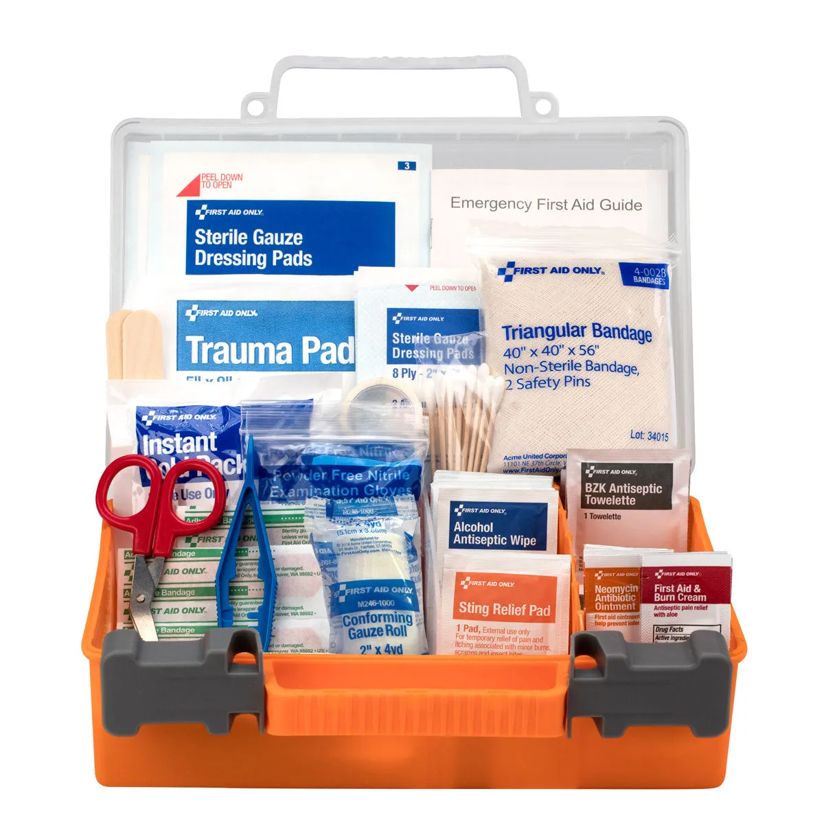 Clear Front Cover 118-piece First Aid Kit, OSHA Compliant