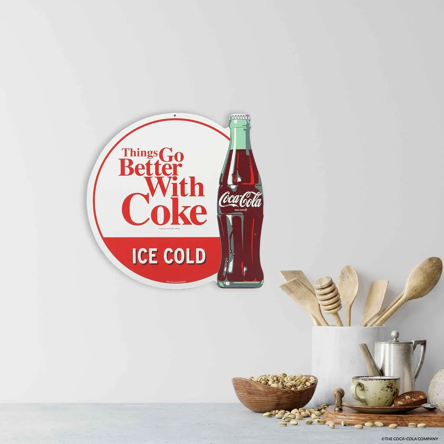 Coca-Cola Things Go Better With Coke Metal Sign - Vintage Coca-Cola Wall Art for Kitchen, Man Cave or Garage