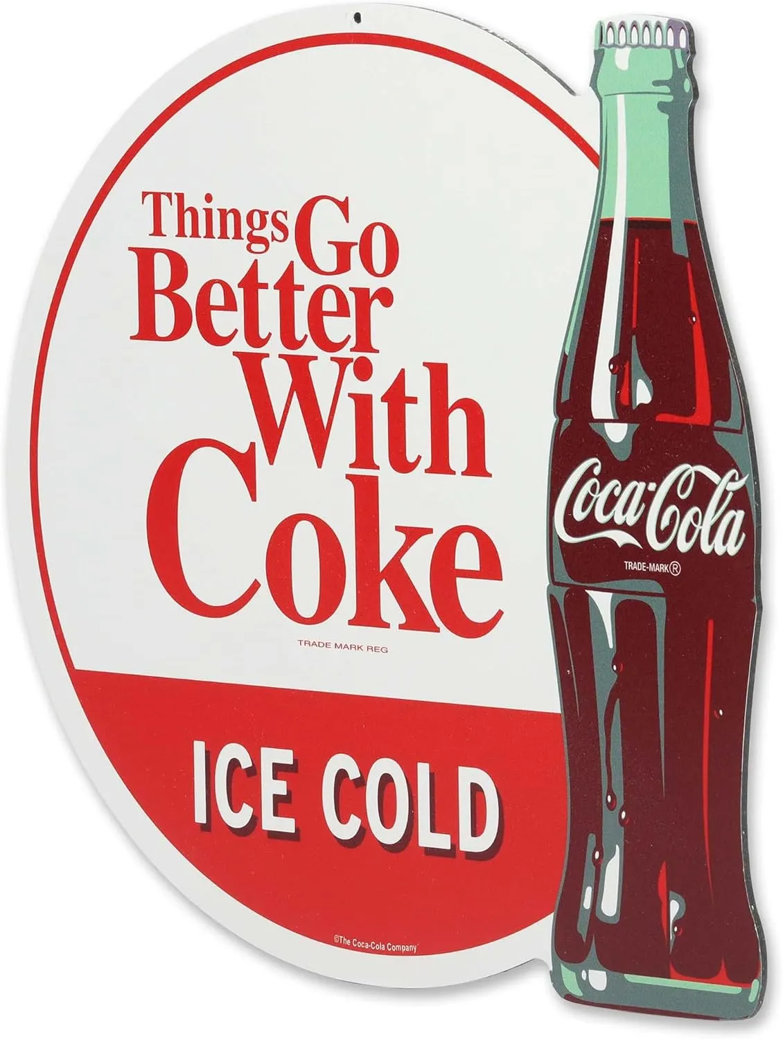 Coca-Cola Things Go Better With Coke Metal Sign - Vintage Coca-Cola Wall Art for Kitchen, Man Cave or Garage