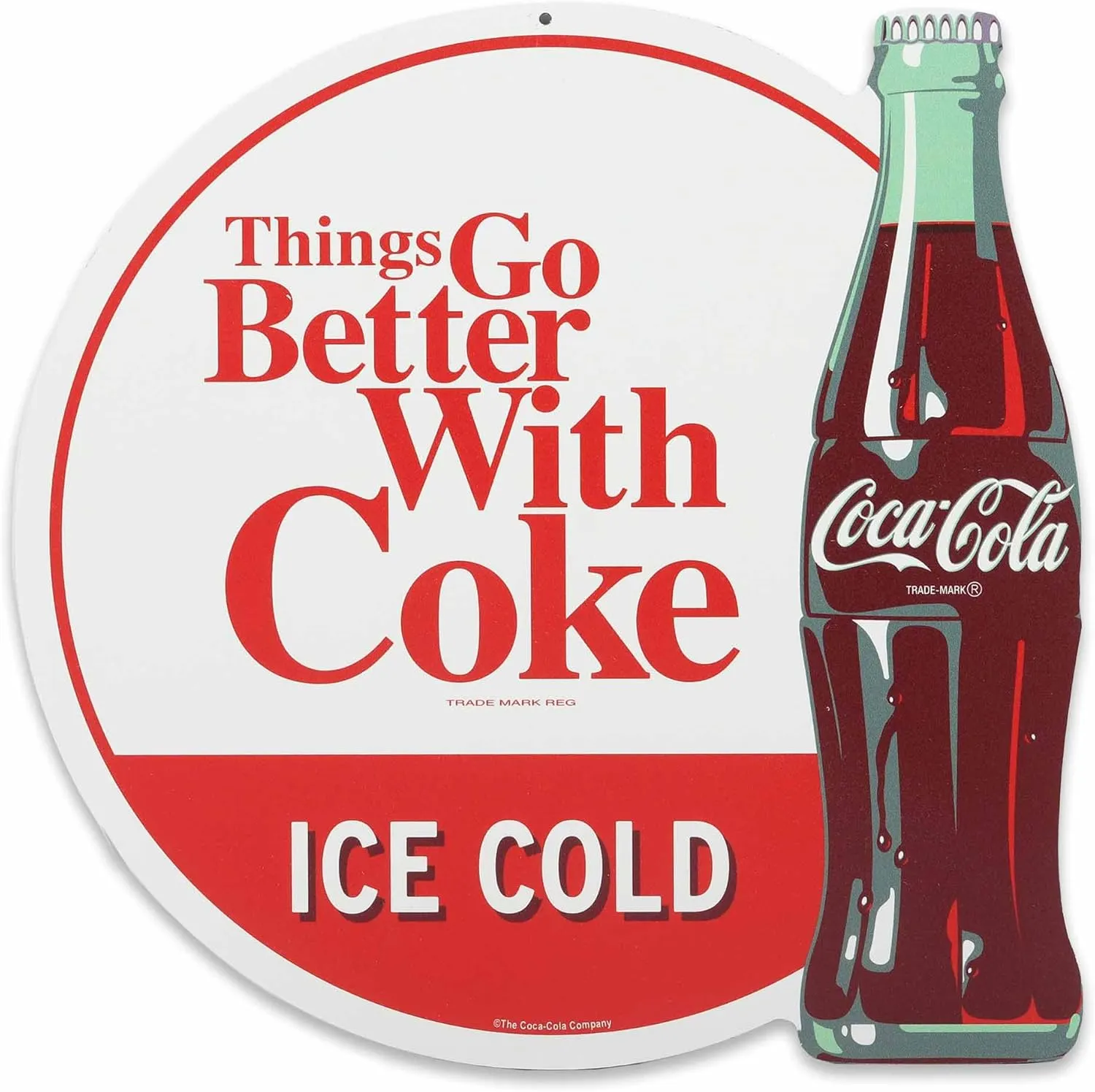 Coca-Cola Things Go Better With Coke Metal Sign - Vintage Coca-Cola Wall Art for Kitchen, Man Cave or Garage