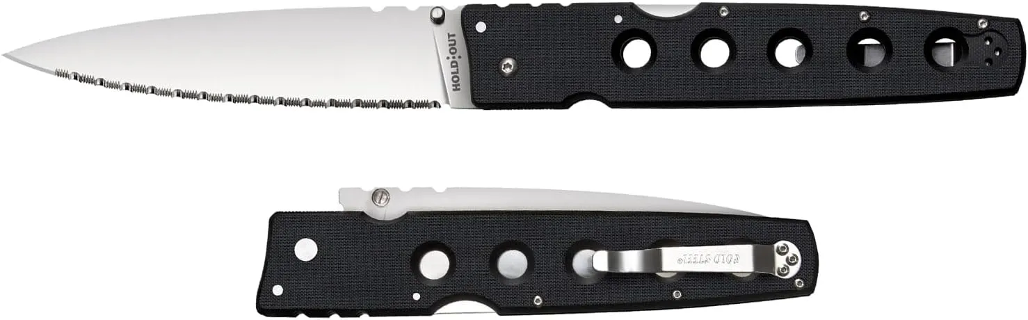 COLD STEEL Hold Out 6" S35VN Ultra-Sharp Blade 7.2" G-10 Handle Everyday Carry Pocket Folding Knife w/Tri-Ad Lock, Pocket Clip