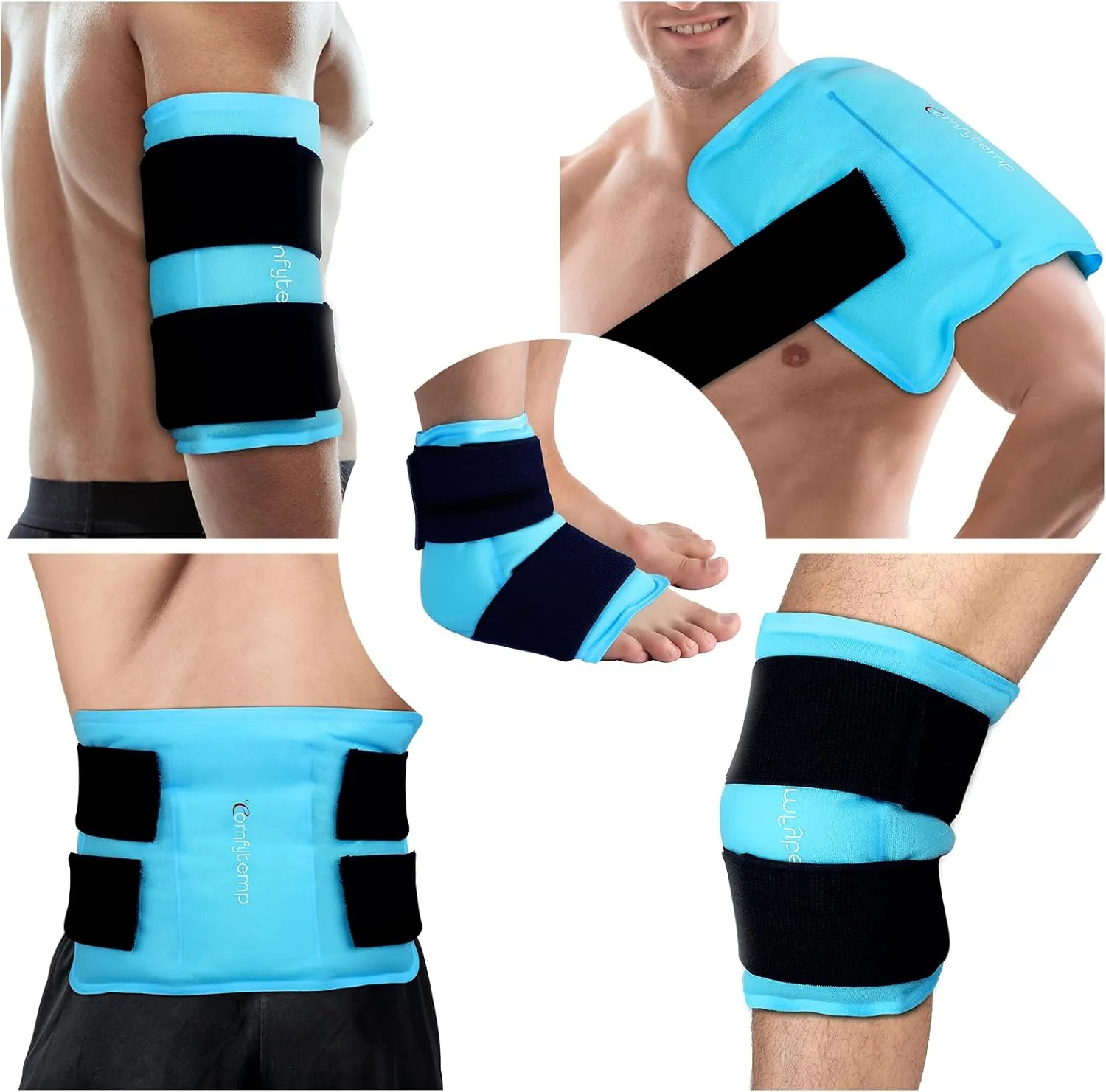 Comfytemp Wearable Ice Pack for Injuries Reusable Gel for Knee Shoulder Back Pain Relief, Arthritis with Instant Hot Cold Compress, Large Ice Pad, 2 Straps, 10.5"x14.5", FSA HSA Eligible, Surgery Gift
