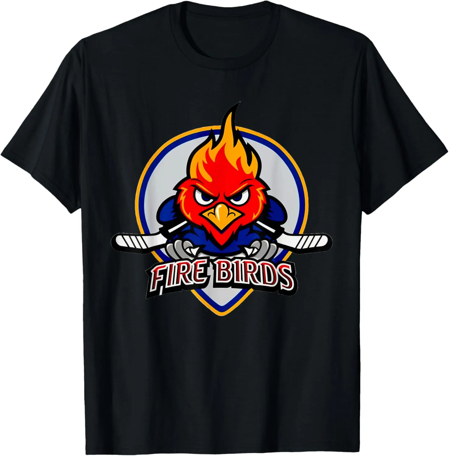 Conceptual Firebirds Ice Hockey Logo Motif American Sports T-Shirt