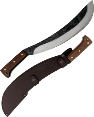 Condor Tool & Knife Engineer Bolo | Heavy Duty Machete with Walnut Handle | High Carbon Steel Machete Knife with a Handcrafted Welted Leather Sheath | 15in Blade | 40.3oz (5mm Thick)
