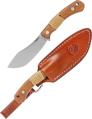 Condor Tool & Knife Mountaineer Trail Hunting Knife - 440C Stainless Steel - Walnut Handle and Hand Crafted Welted Leather Sheath - 4.14 inches Blade - 7.76 ounce (3.5mm Thick)