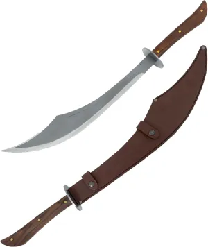 Condor Tool & Knife Sinbad Scimitar Sword - 1075 High Carbon Steel Arabian Sword with a Walnut Handle - Handcrafted Welted Leather Sheath - 21in Blade - 43oz