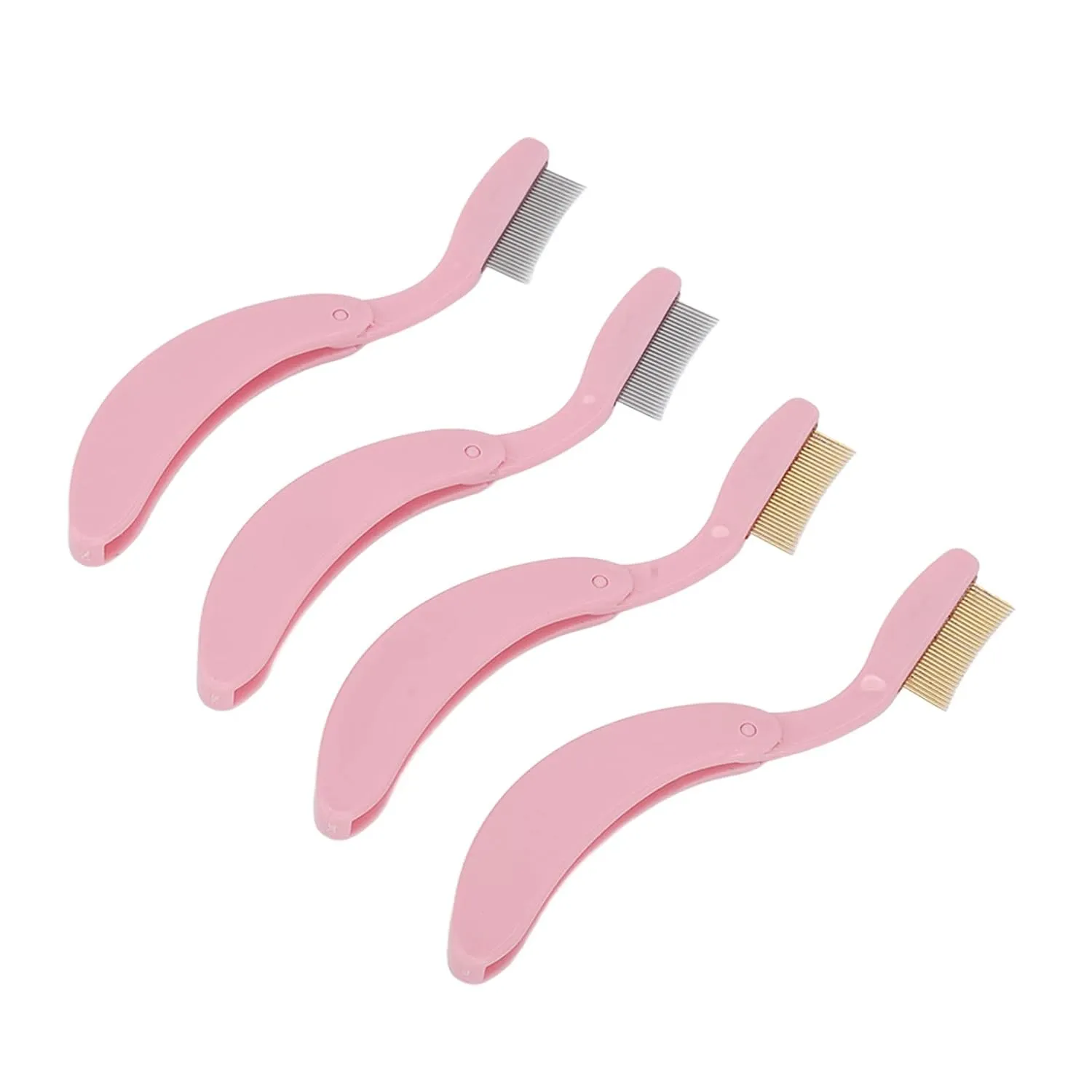 Convenient Folding Eyebrow Comb & Stainless Steel Eyelash Separator Tool Set 4pcs Makeup Kit