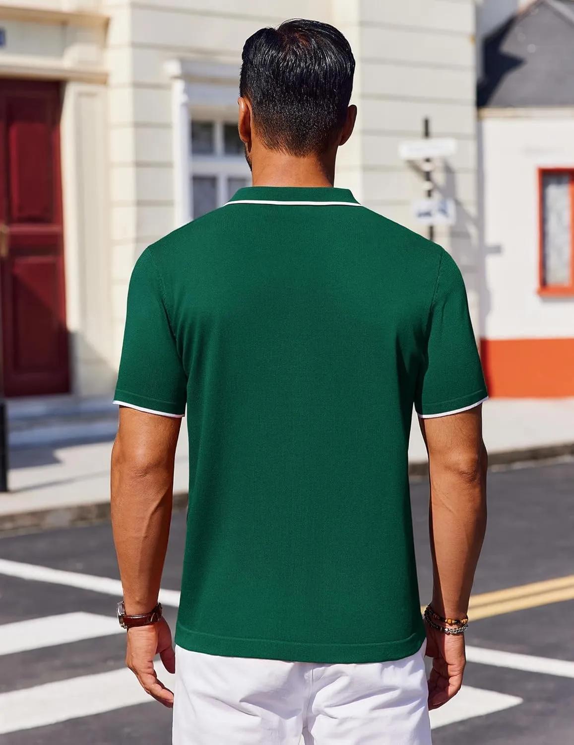 COOFANDY Mens Polo Shirts Short Sleeve Casual Knit Polo Shirt Vintage Golf T Shirts Old Money Tops