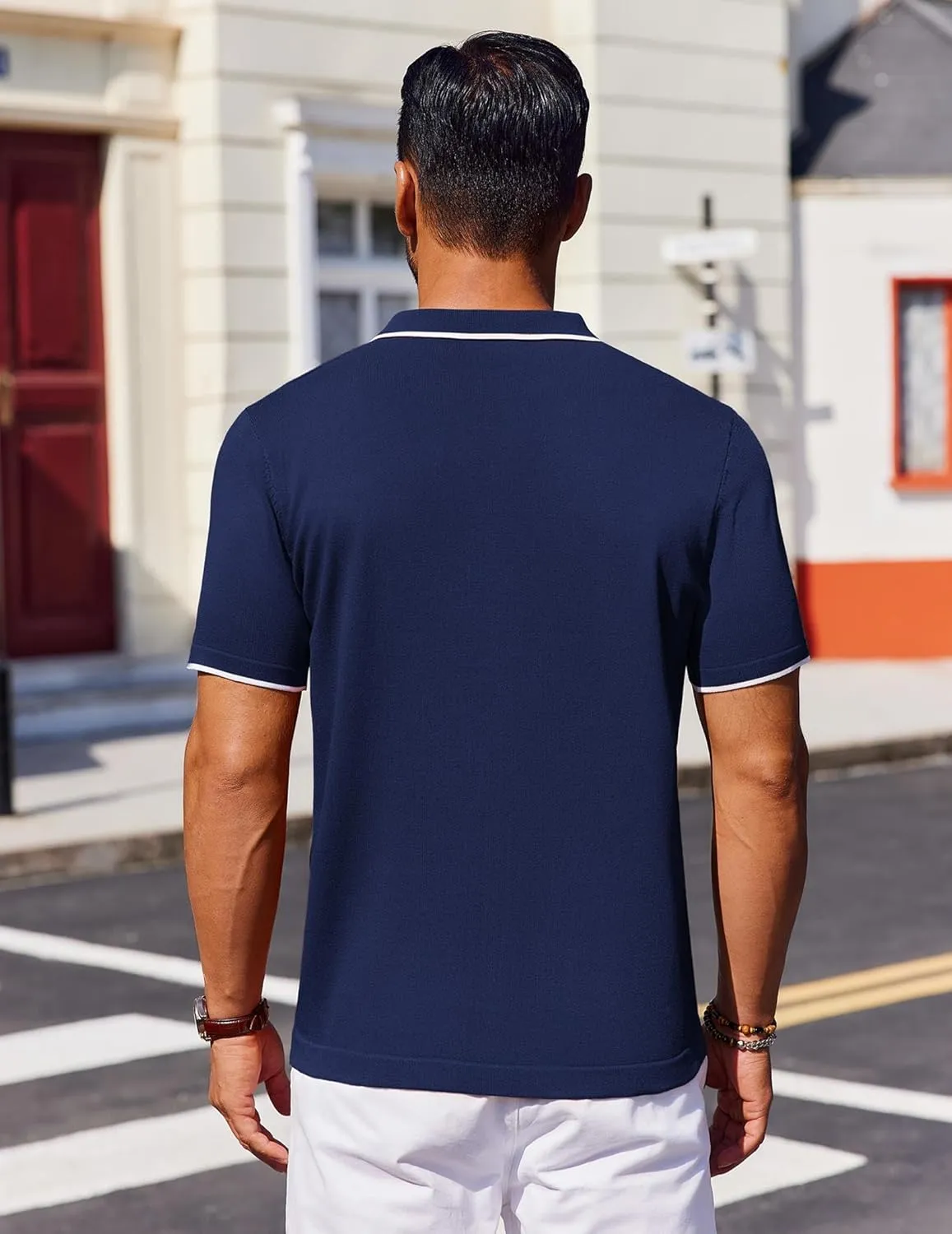 COOFANDY Mens Polo Shirts Short Sleeve Casual Knit Polo Shirt Vintage Golf T Shirts Old Money Tops