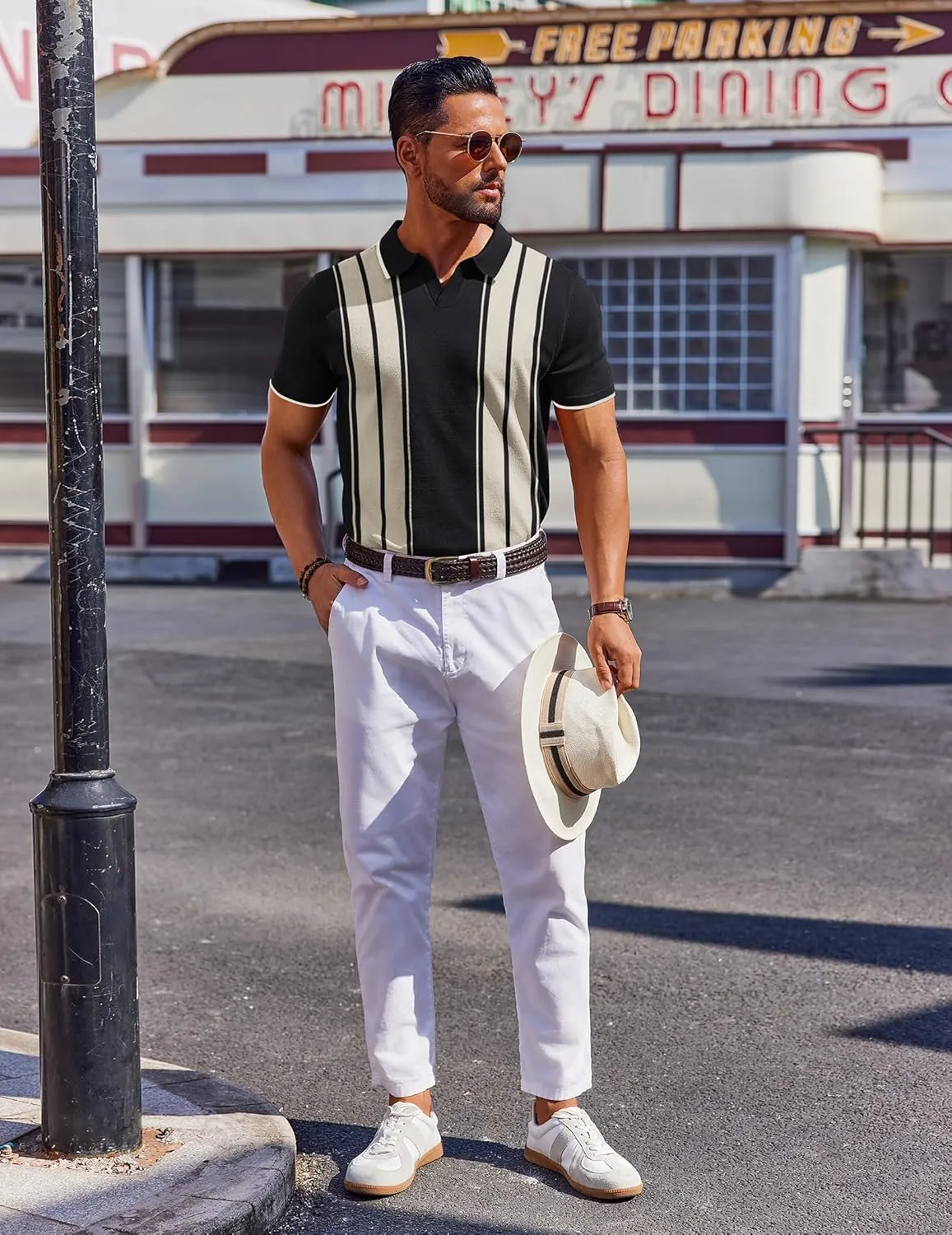 COOFANDY Mens Polo Shirts Short Sleeve Casual Knit Polo Shirt Vintage Golf T Shirts Old Money Tops