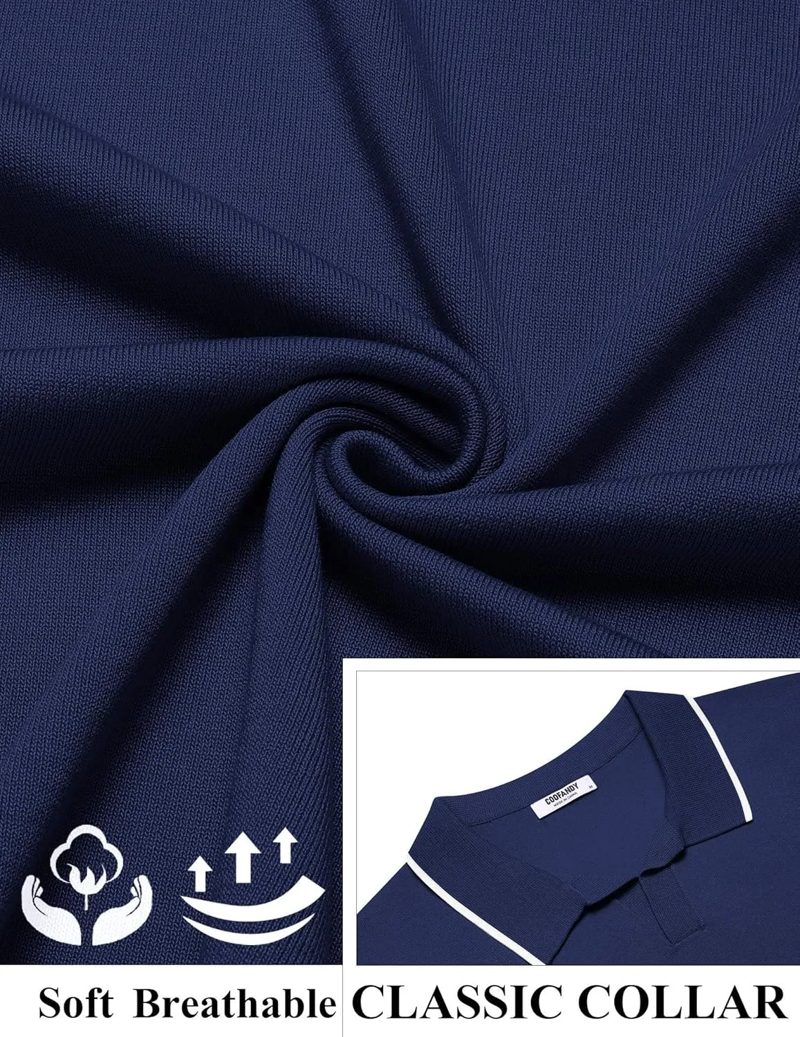 COOFANDY Mens Polo Shirts Short Sleeve Casual Knit Polo Shirt Vintage Golf T Shirts Old Money Tops