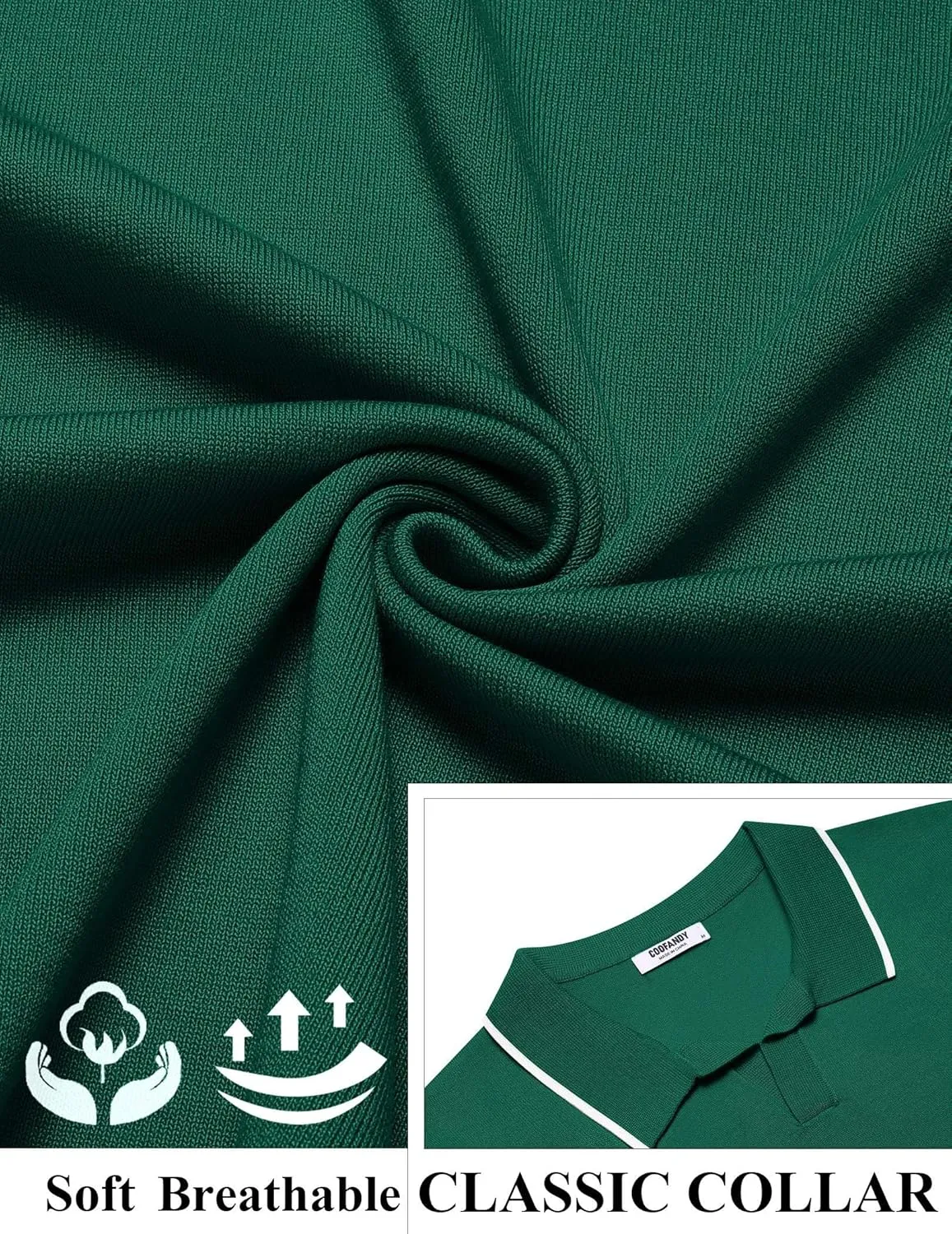 COOFANDY Mens Polo Shirts Short Sleeve Casual Knit Polo Shirt Vintage Golf T Shirts Old Money Tops