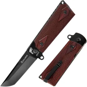 Cool Hand Heavy Duty EDC Folding Knife, Ball Bearing Survival Hunting Knives, 3.6" Tanto Stone Wash Finish D2 Steel Blade, 4.9'' Replaceable 1911 Wood Grip Handle, Liner Lock Mechanism