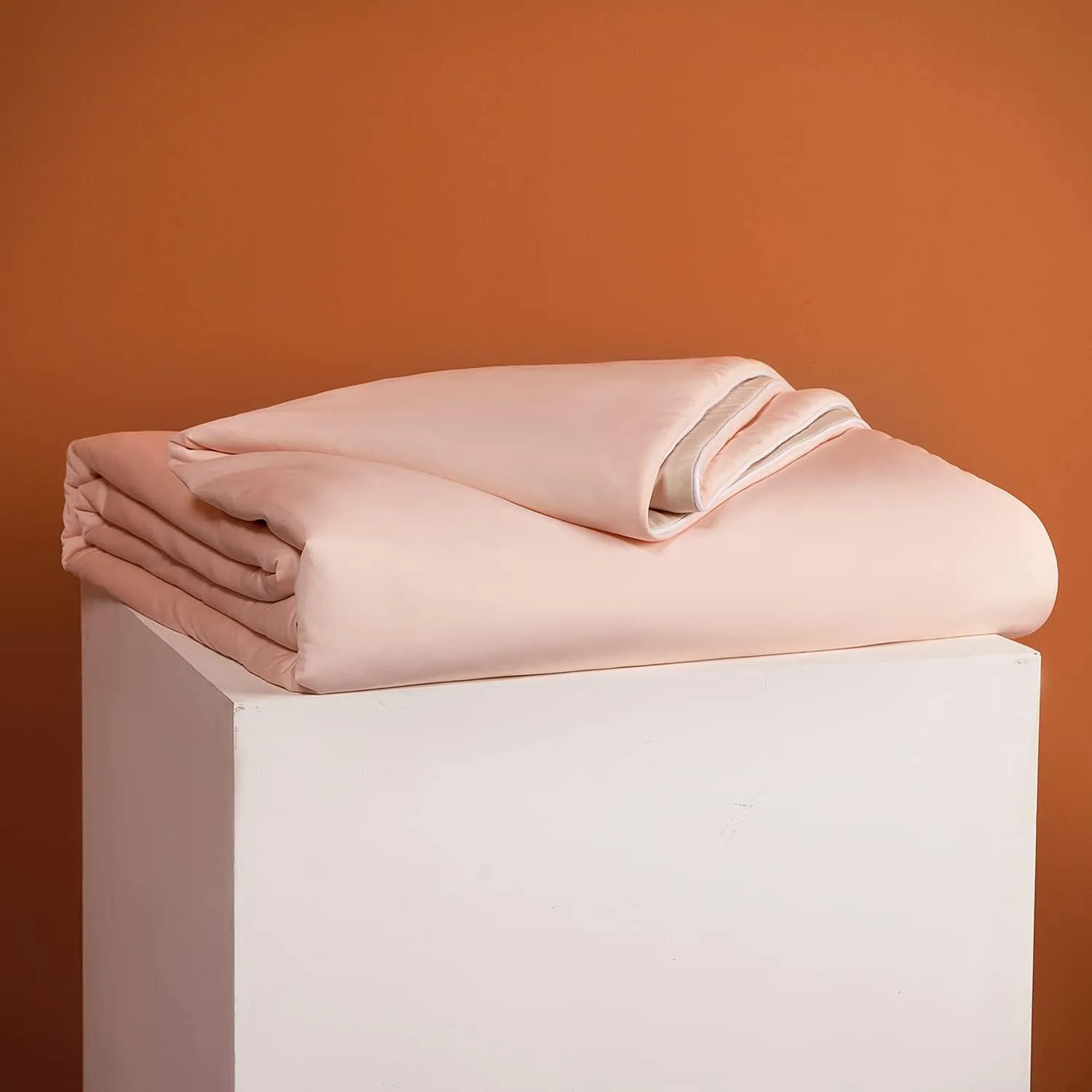 Cooling Blankets for Hot Sleepers - Cool Like Ice Cream Lightweight Blanket for Summer with Double Side Cold, Cooling Comforter, Quilt, Fabric for Bed (Throw Size 47" x 59" Pink & Beige)