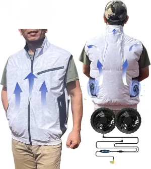 Cooling Vest for Men and Women with Air Conditioning Fans，Water-resistant Surface Lightweight Quick Dry with UV Protection