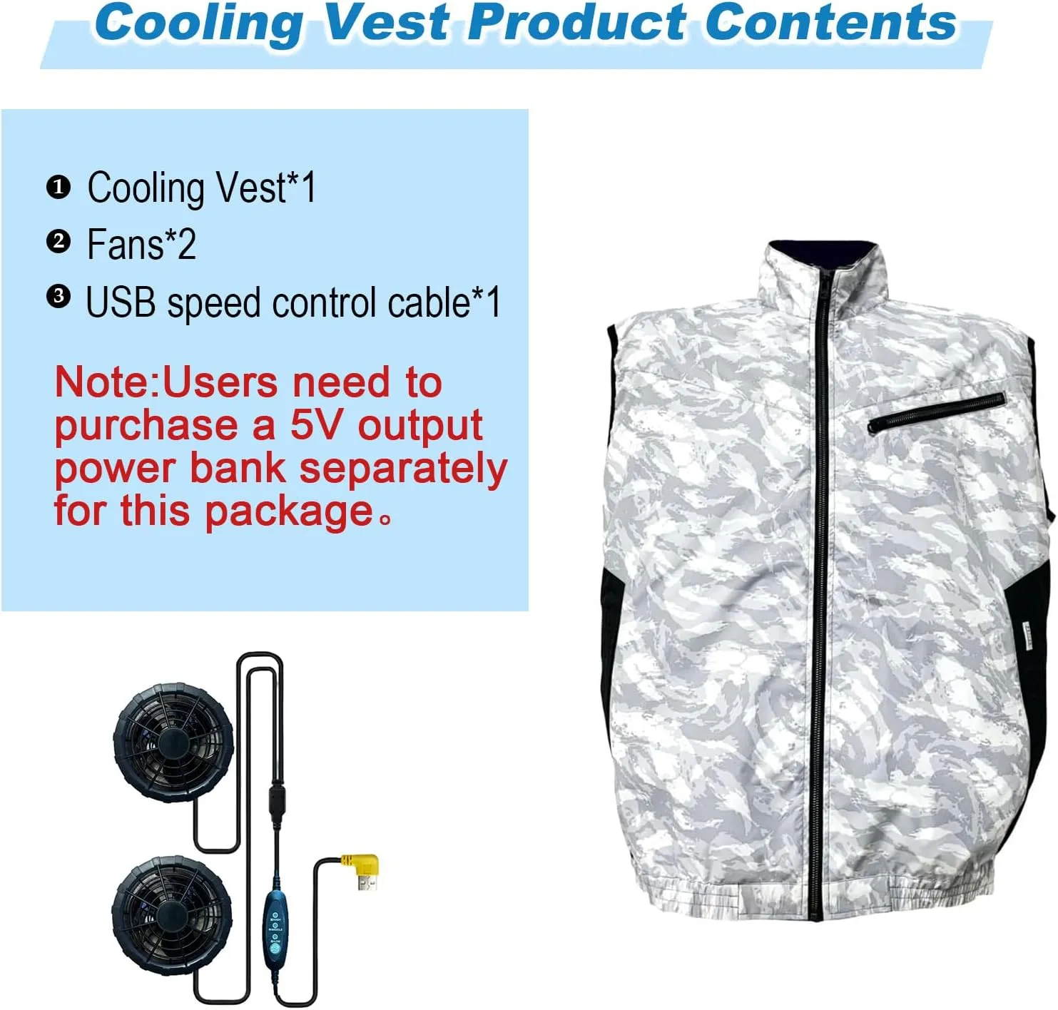 Cooling Vest for Men and Women with Air Conditioning Fans，Water-resistant Surface Lightweight Quick Dry with UV Protection