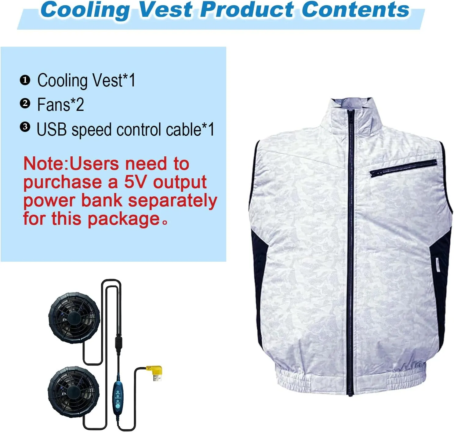 Cooling Vest for Men and Women with Air Conditioning Fans，Water-resistant Surface Lightweight Quick Dry with UV Protection