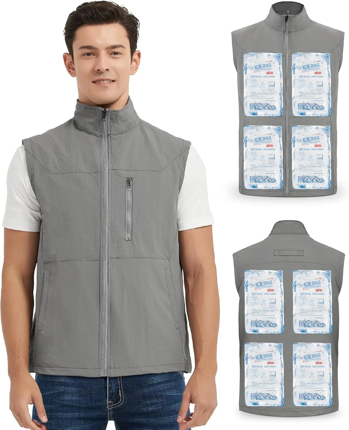 Cooling Vest for Men with 24 Ice Packs Breathable Cold Ice Vest for Hot Weather Summer Outdoor Work Everyday Active
