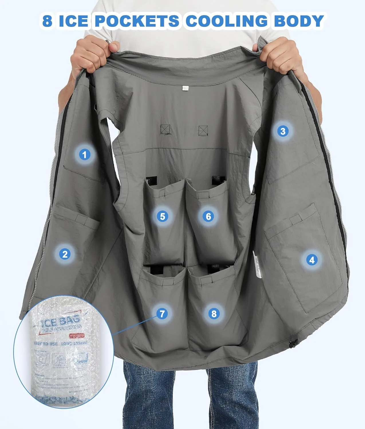 Cooling Vest for Men with 24 Ice Packs Breathable Cold Ice Vest for Hot Weather Summer Outdoor Work Everyday Active