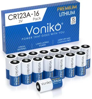 CR123A Premium Lithium Batteries 16 Pack – Photo Lithium Battery – 3 Volt 123 Battery Lithium 15 Years Shelf Life – for Camera, Security and Medical Equipment