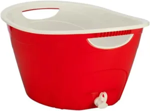 CreativeWare, Aqua Double Walled Party Tub With Drain Plug 4.375 Gl, Red