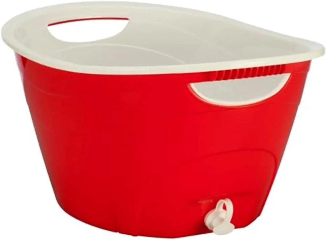 CreativeWare, Aqua Double Walled Party Tub With Drain Plug 4.375 Gl, Red