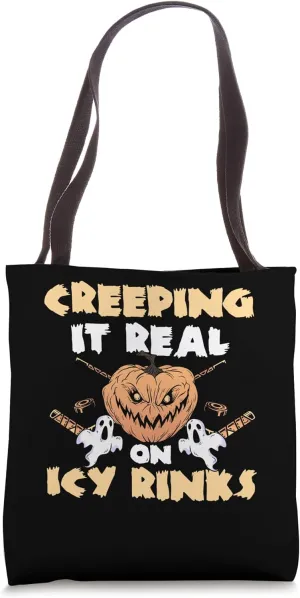Creeping It Real On Icy Rinks Halloween Hockey Player Tote Bag