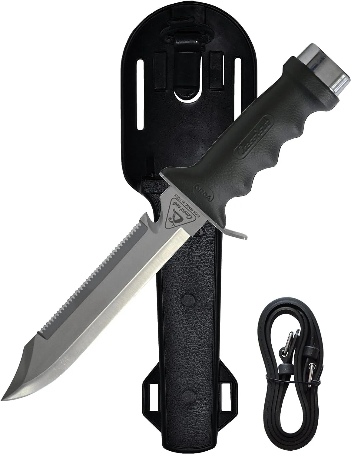 Cressi Long Stainless Steel Diving Knife with Sheat and Leg Straps | Orca: Made in Italy, Black, One Size (RC556000) [Duplicate]