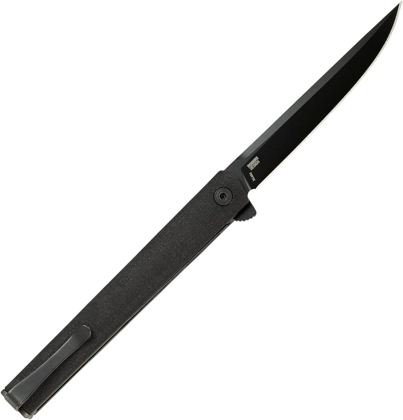 CRKT CEO Blackout EDC Folding Pocket Knife: Gentleman's Knife, Everyday Carry, Liner Lock, Glass Reinforced Nylon Handle, Deep Carry Pocket Clip 7097k