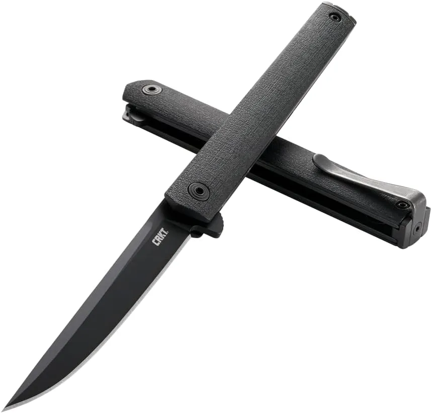 CRKT CEO Blackout EDC Folding Pocket Knife: Gentleman's Knife, Everyday Carry, Liner Lock, Glass Reinforced Nylon Handle, Deep Carry Pocket Clip 7097k