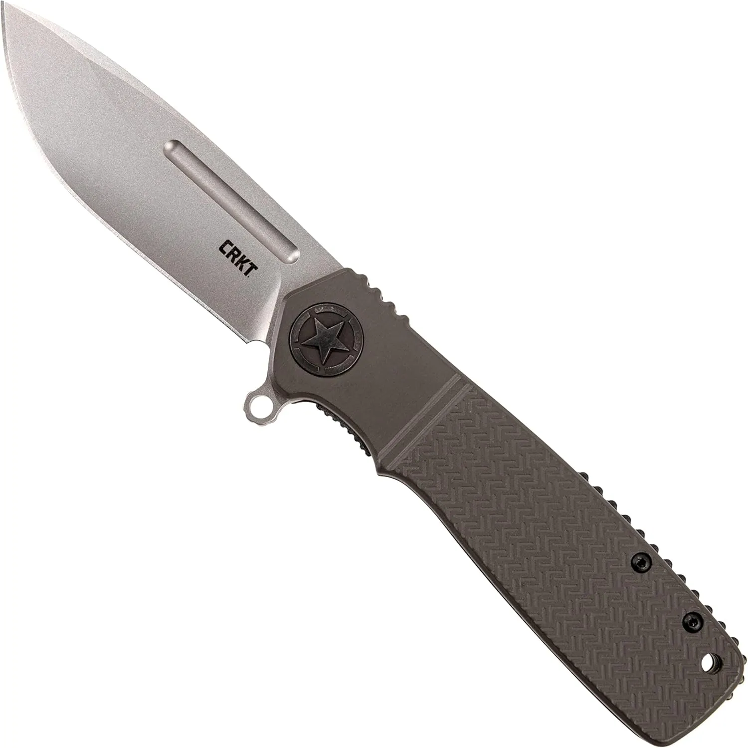 CRKT Homefront EDC Folding Pocket Knife: Assisted Open Everyday Carry, Sandvik 12C27 Plain Edge Blade, Liner Lock, Aluminum Handle K252GXP, Dark Gray