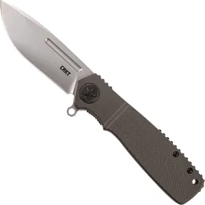 CRKT Homefront EDC Folding Pocket Knife: Assisted Open Everyday Carry, Sandvik 12C27 Plain Edge Blade, Liner Lock, Aluminum Handle K252GXP, Dark Gray