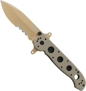 CRKT M21-14DSFG EDC Folding Pocket Knife: Special Forces Everyday Carry, Tan Serrated Edge Blade, Veff Serrations, Automated Liner Safety, Dual Hilt, Desert G10 Handle, Reversible Pocket Clip