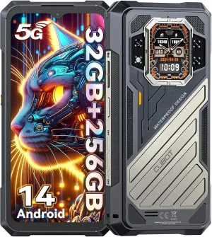 CUBOT King Kong X Rugged Smartphone 5G - 32GB 256GB Cell Phone, 10200mAh(33W) Battery, 6.58" FHD 1.85" Dual Display Rugged Phone Unlocked, 100MP Camera, 5G Dual SIM Android 14 Phones, NFC/GPS/OTG