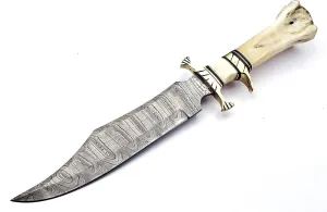 Custom Hand Made Damascus Steel Hunting Knife Handle Camel Bone