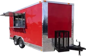Custom Mirror Food Truck Trailer – Fully Equipped Concession Trailer, Mobile Coffee Trailer, Ideal for Hot Dog Carts & Open-Air Food Vending