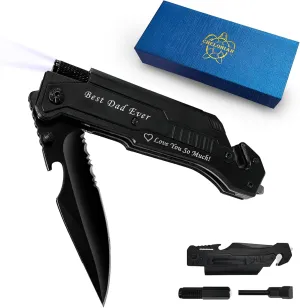 Dad Gifts,6 in 1 Pocket Knives with Flashlight Bottle Opener Glass Breaker Fire Starter,Gifts for Dad