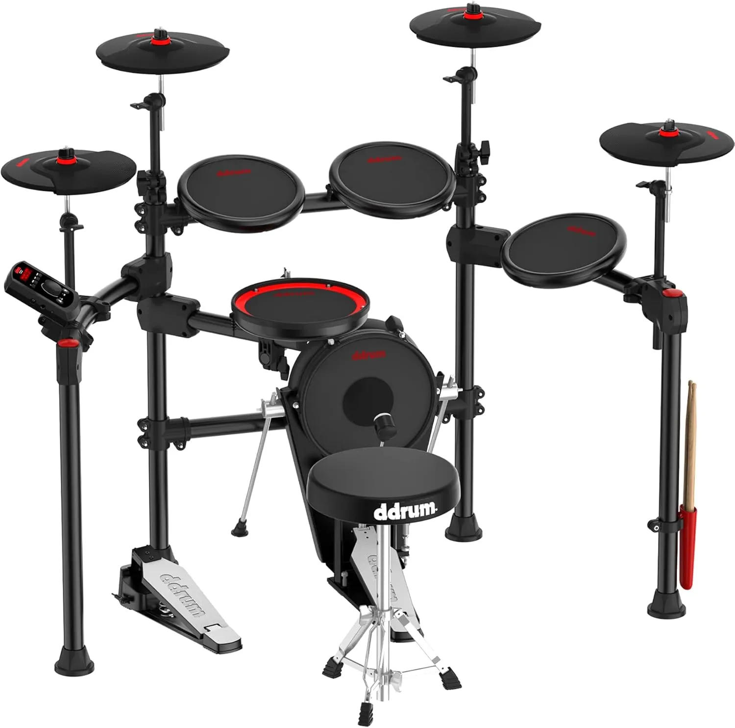 ddrum E-Flex BT9 Bluetooth Electronic Drum Kit Bundle with Drum Throne, Headphones, Drumsticks, Drumstick Bag, and Austin Bazaar Polishing Cloth