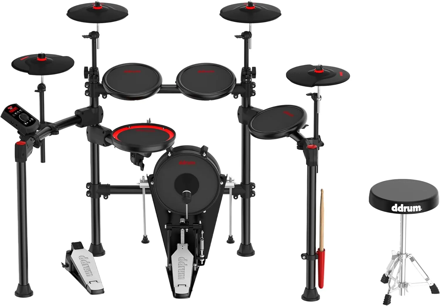 ddrum E-Flex BT9 Bluetooth Electronic Drum Kit Bundle with Drum Throne, Headphones, Drumsticks, Drumstick Bag, and Austin Bazaar Polishing Cloth