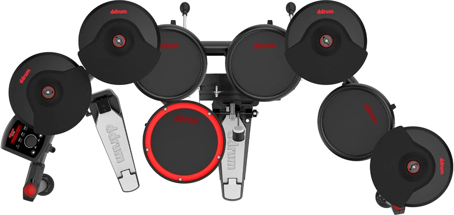 ddrum E-Flex BT9 Bluetooth Electronic Drum Kit Bundle with Drum Throne, Headphones, Drumsticks, Drumstick Bag, and Austin Bazaar Polishing Cloth