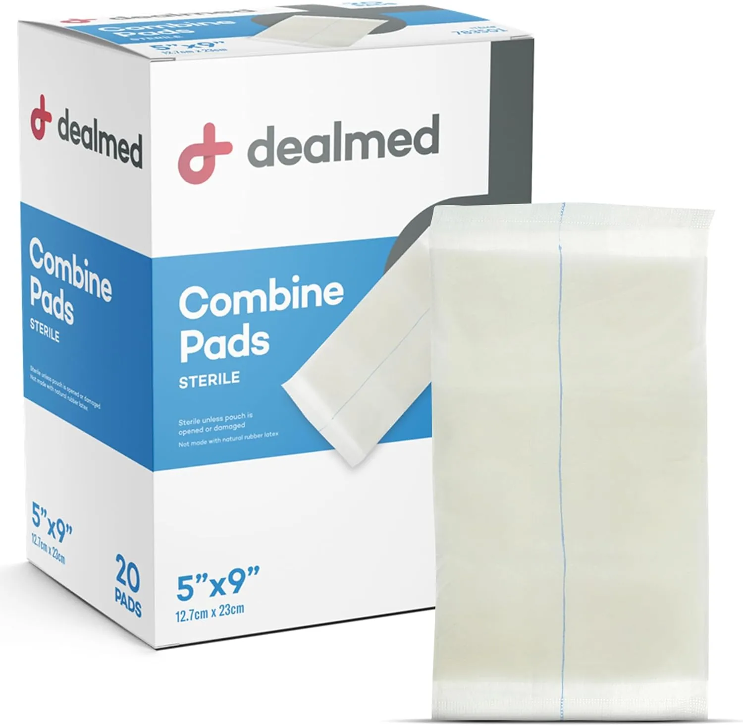 Dealmed Abdominal Combine Pads 5"x9" (15,200-Pack) Sterile Individually Wrapped, ABD Pads, Absorbent, Non Adherent for Wound Care, Drainage, First Aid, (20/Box; 20/Case; 38/Pallet)