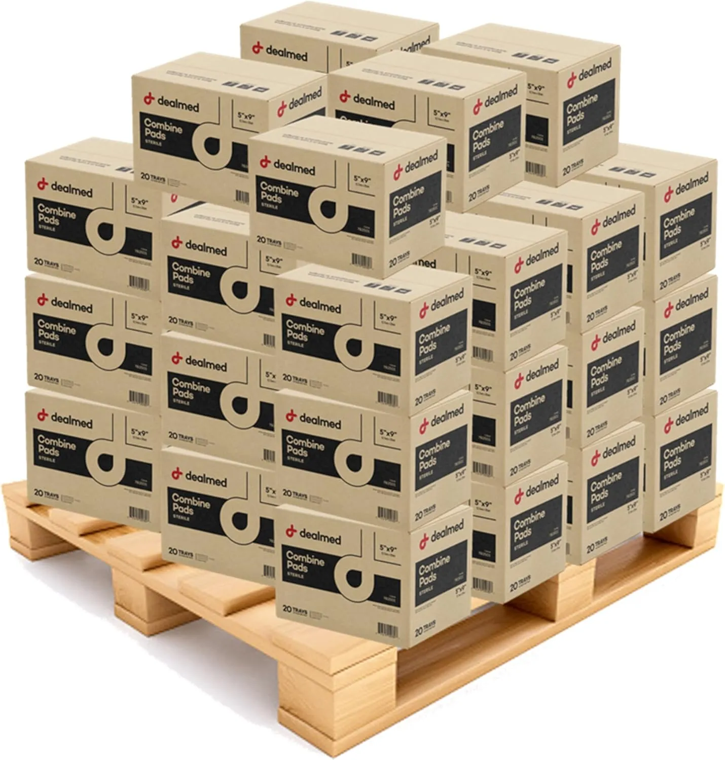 Dealmed Abdominal Combine Pads 5"x9" (15,200-Pack) Sterile Individually Wrapped, ABD Pads, Absorbent, Non Adherent for Wound Care, Drainage, First Aid, (20/Box; 20/Case; 38/Pallet)