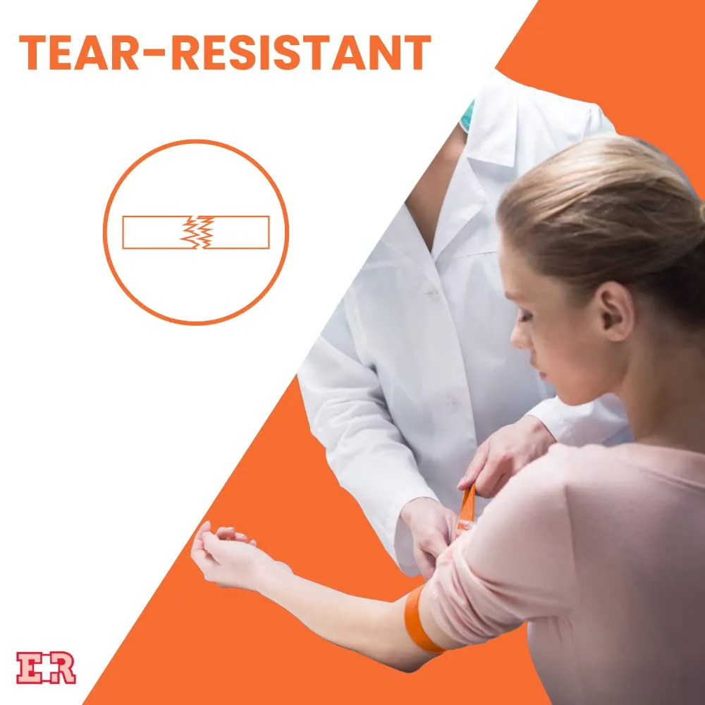 Disposable Tourniquets 1" x 18" – Latex Free, Tear Resistant Elastic Bands for First Aid, Emergency Kits, Nursing Supplies, Bulk Use, Clinic or Home – 250 Count Orange