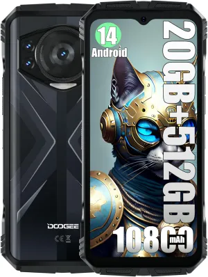 DOOGEE 4G Rugged Smartphone Unlocked,20GB 512GB Android 14 Cell Phone,10800mAh  33W,50MP 32MP Camera Rugged Phone,6.58" FHD  120Hz Display,Dual 4G SIM/OTG/GPS/NFC S118