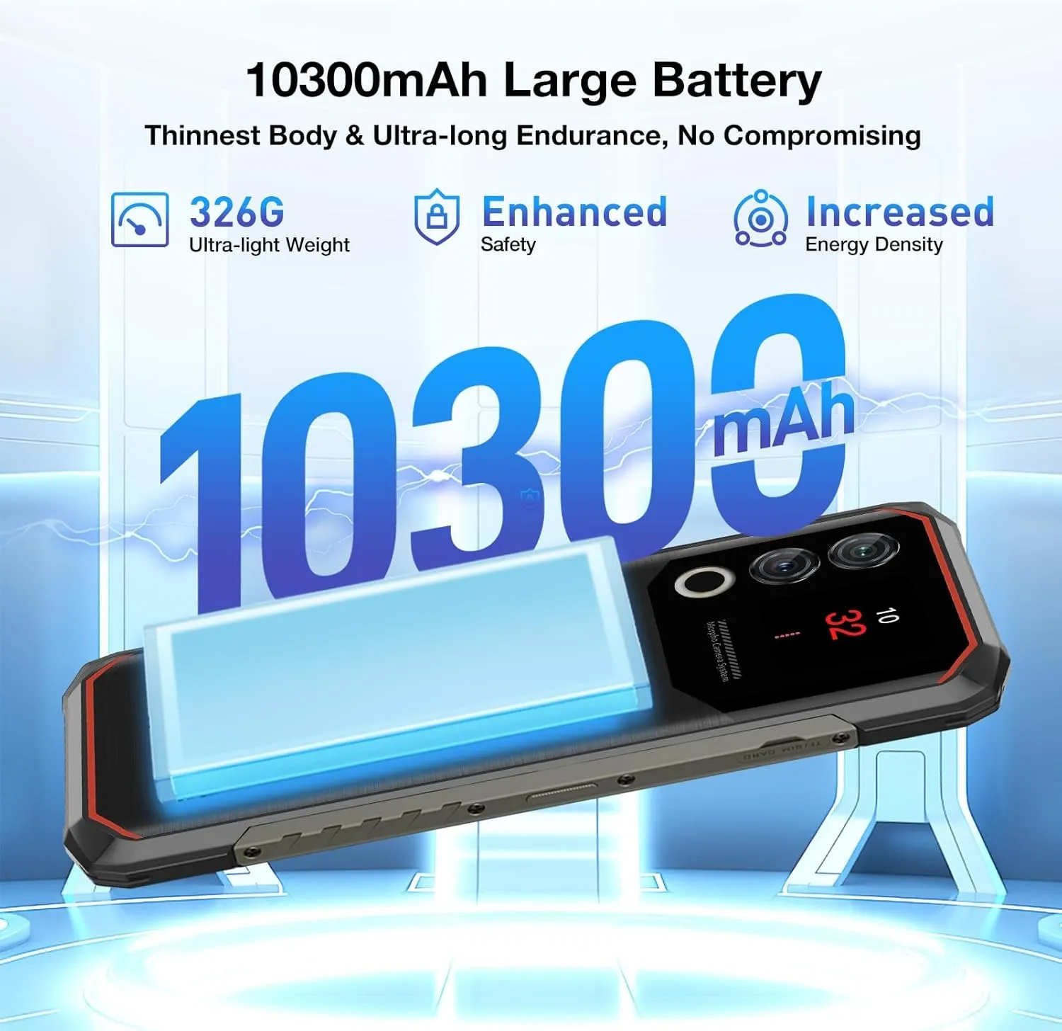 DOOGEE Blade 10 Max Rugged Smartphone, 6.56" HD  1.54" Dual Screen Rugged Phone Unlocked with 10300mAh Battery,20GB 256GB/2TB,4G Dual SIM Cellphones,Android 14/NFC/Face Unlock/Fingerprint/OTG