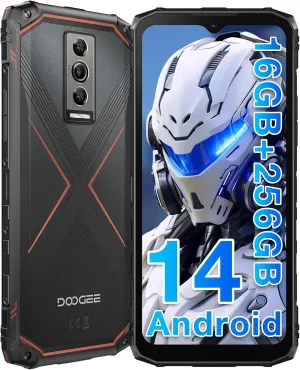 DOOGEE Blade 10 Pro (2025) Rugged Phone,10.7mm Ultra-Thin,16GB 256GB Rugged Smartphone,Android 14 Octa Core,6.56" HD 90Hz,50MP 8MP,IP68/IP69K Waterproof Phone,Widevine L1,NFC/Face Unlock